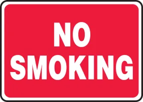 10" X 14" White And Red Plastic Smoking Control Sign "NO SMOKING"