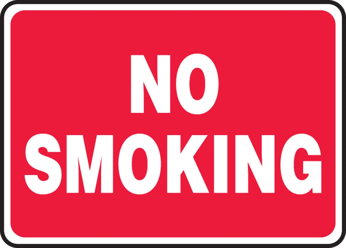 10" X 14" White And Red Plastic Smoking Control Sign "NO SMOKING"