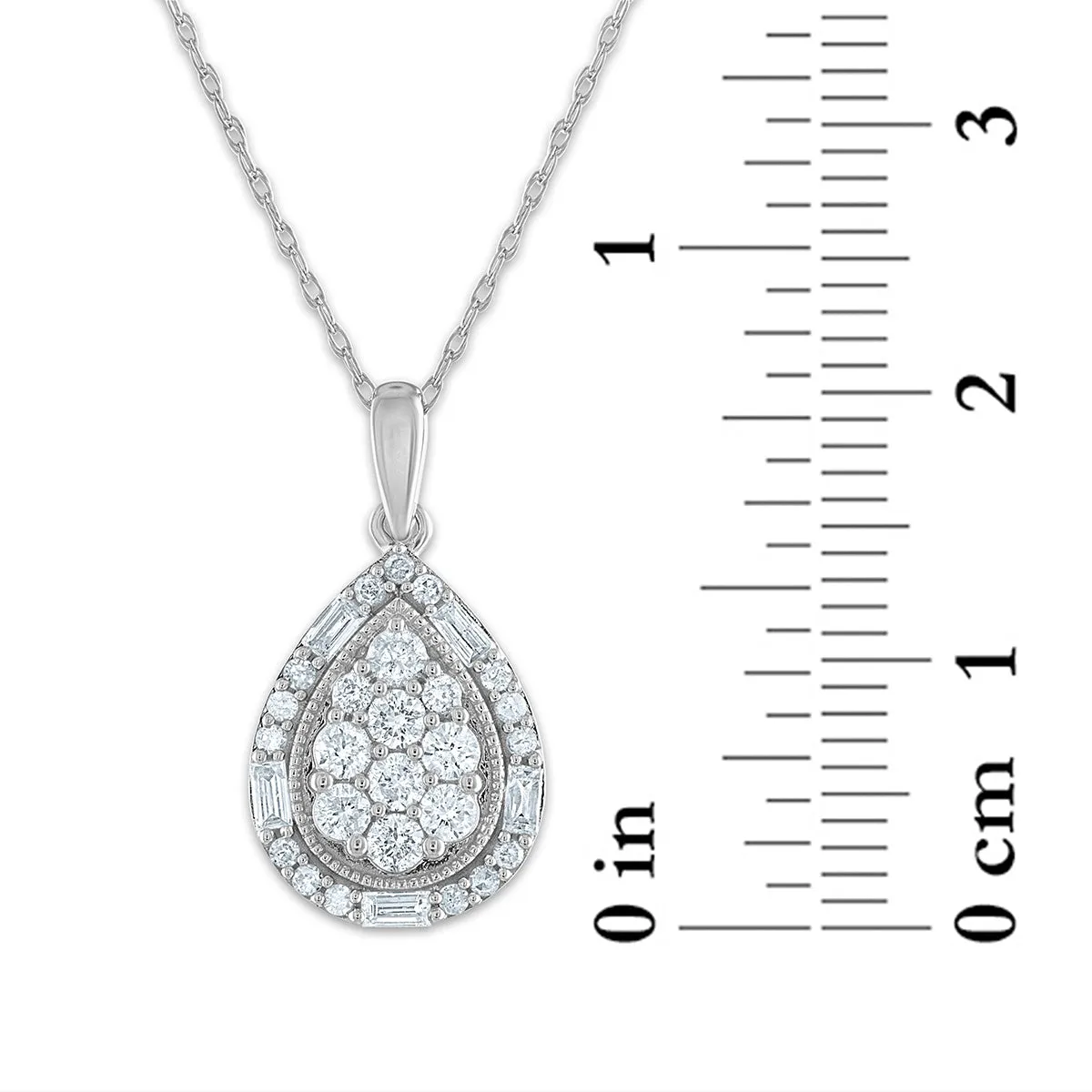 1/2 CTW Diamond Cluster Pear Shape 18-inch Pendant in 10KT White Gold