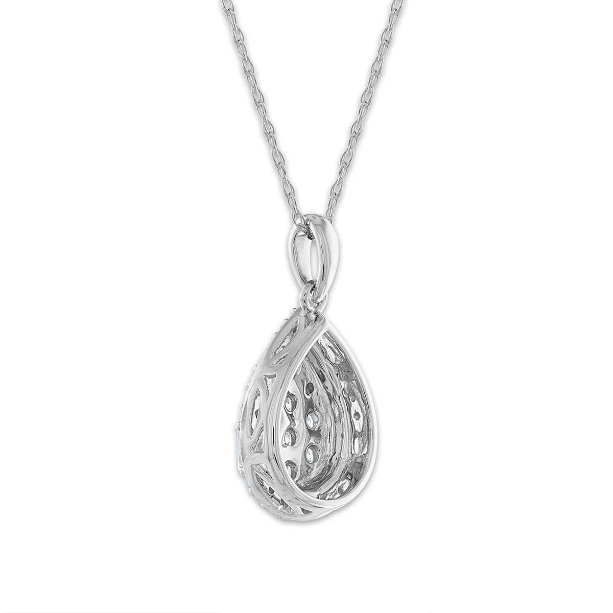 1/2 CTW Diamond Cluster Pear Shape 18-inch Pendant in 10KT White Gold