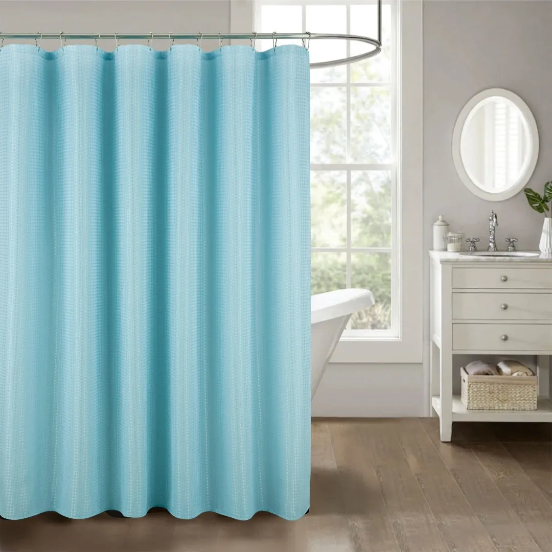 13PC Solid Satin Embossed Shower Curtain