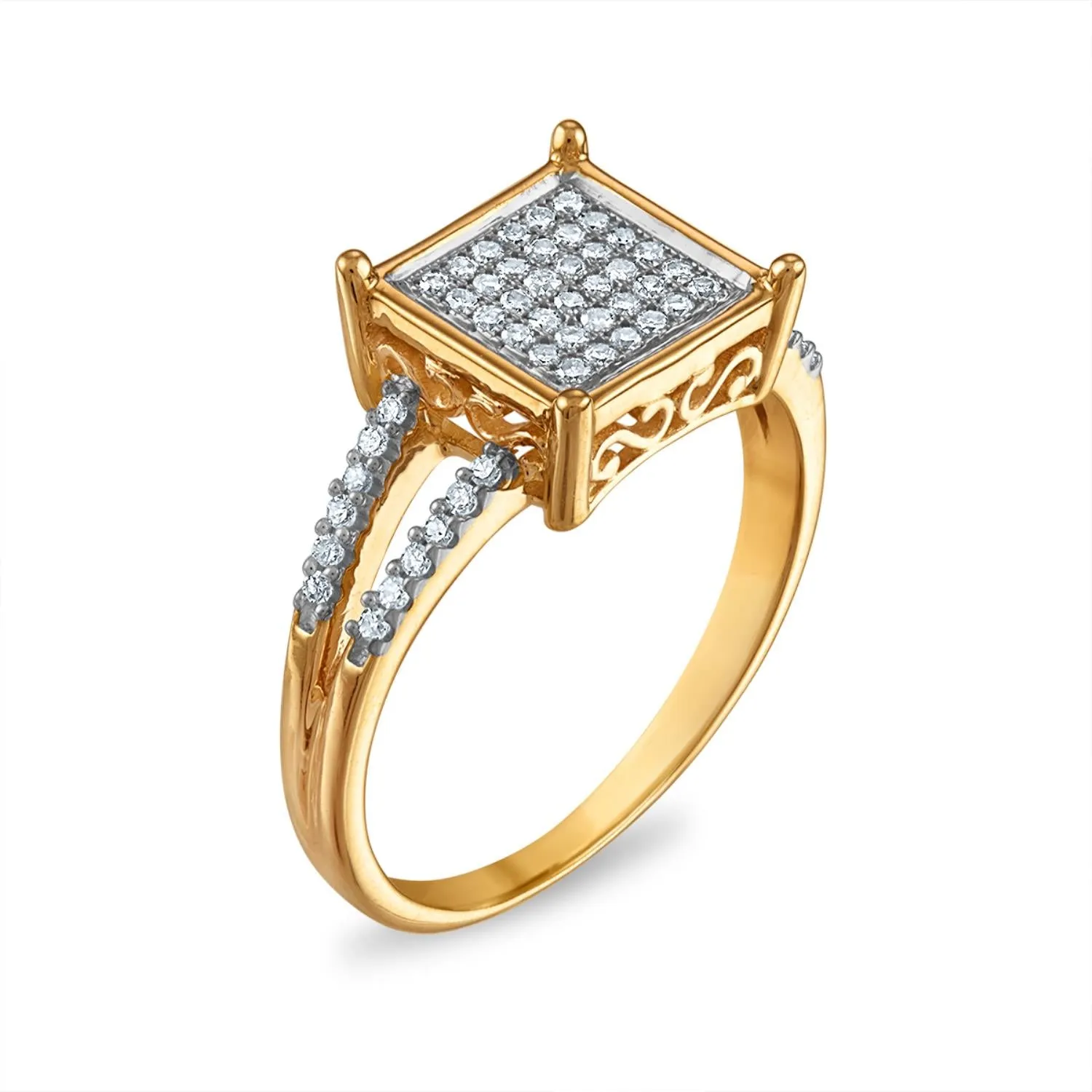 1/5 CTW Diamond Cluster Ring in 10KT Yellow Gold