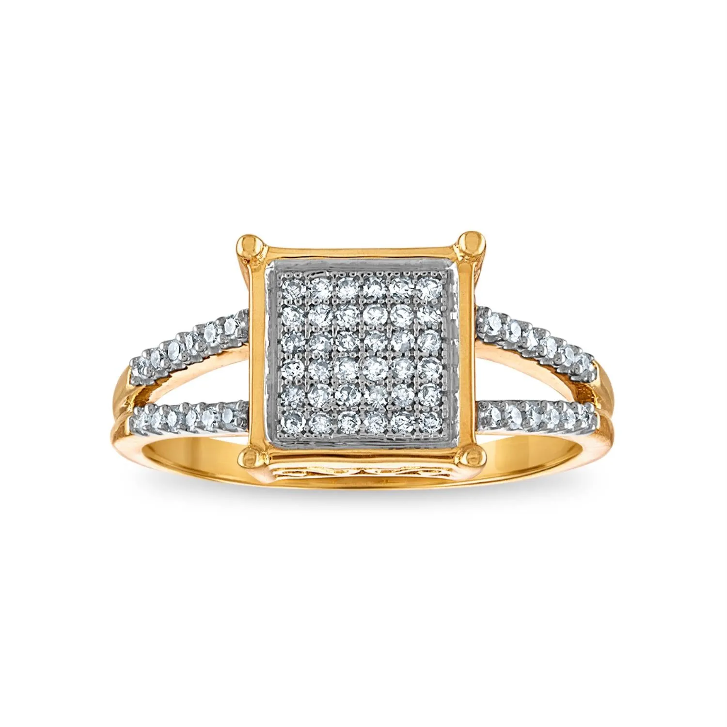 1/5 CTW Diamond Cluster Ring in 10KT Yellow Gold