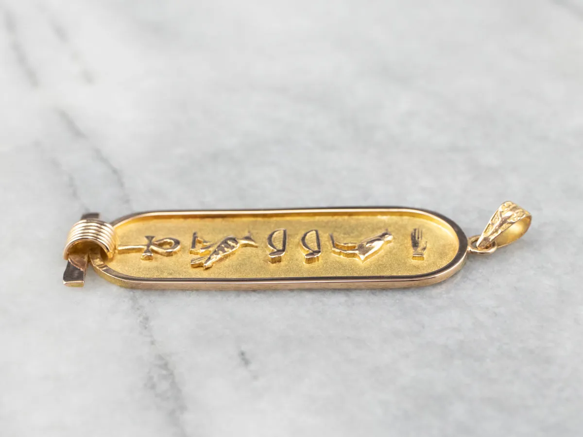 18K Gold Egyptian Hieroglyphics Pendant