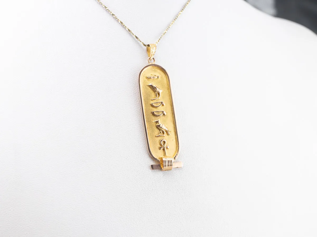 18K Gold Egyptian Hieroglyphics Pendant