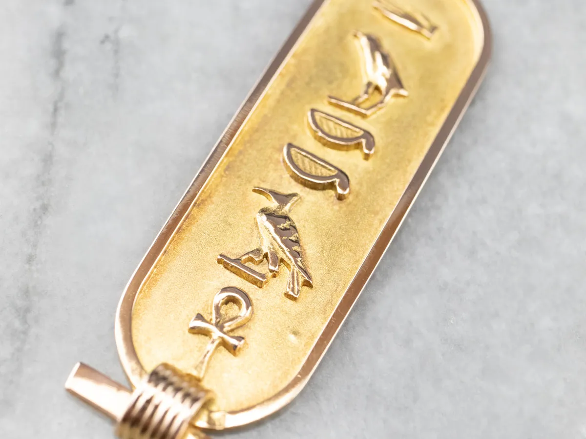 18K Gold Egyptian Hieroglyphics Pendant