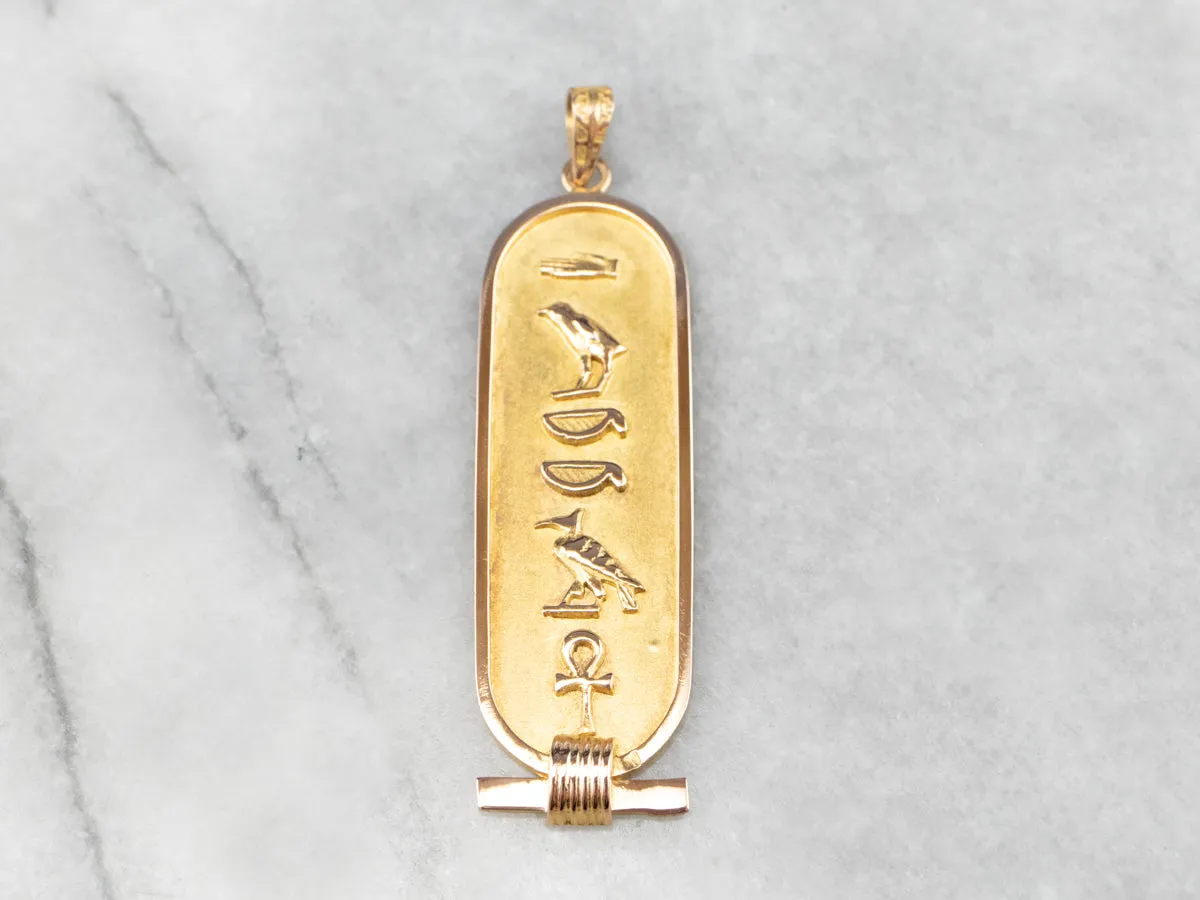 18K Gold Egyptian Hieroglyphics Pendant