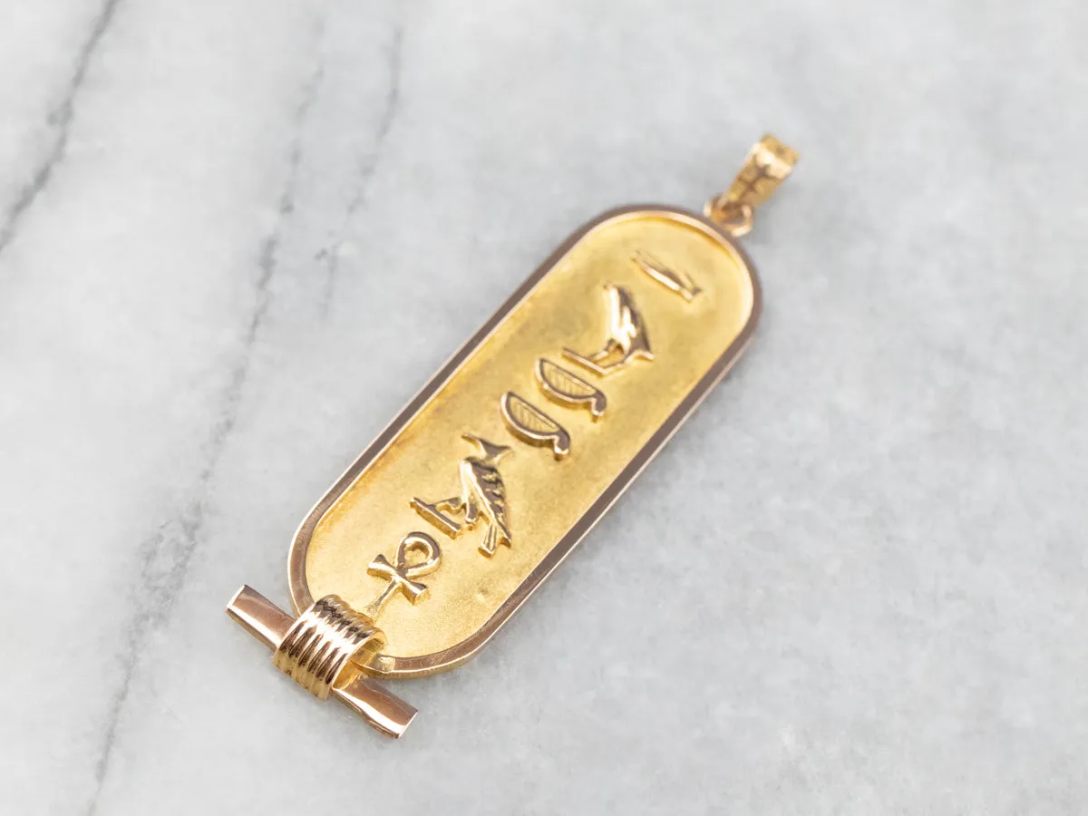 18K Gold Egyptian Hieroglyphics Pendant