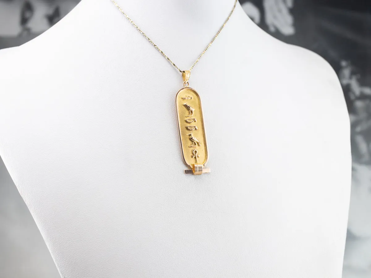 18K Gold Egyptian Hieroglyphics Pendant