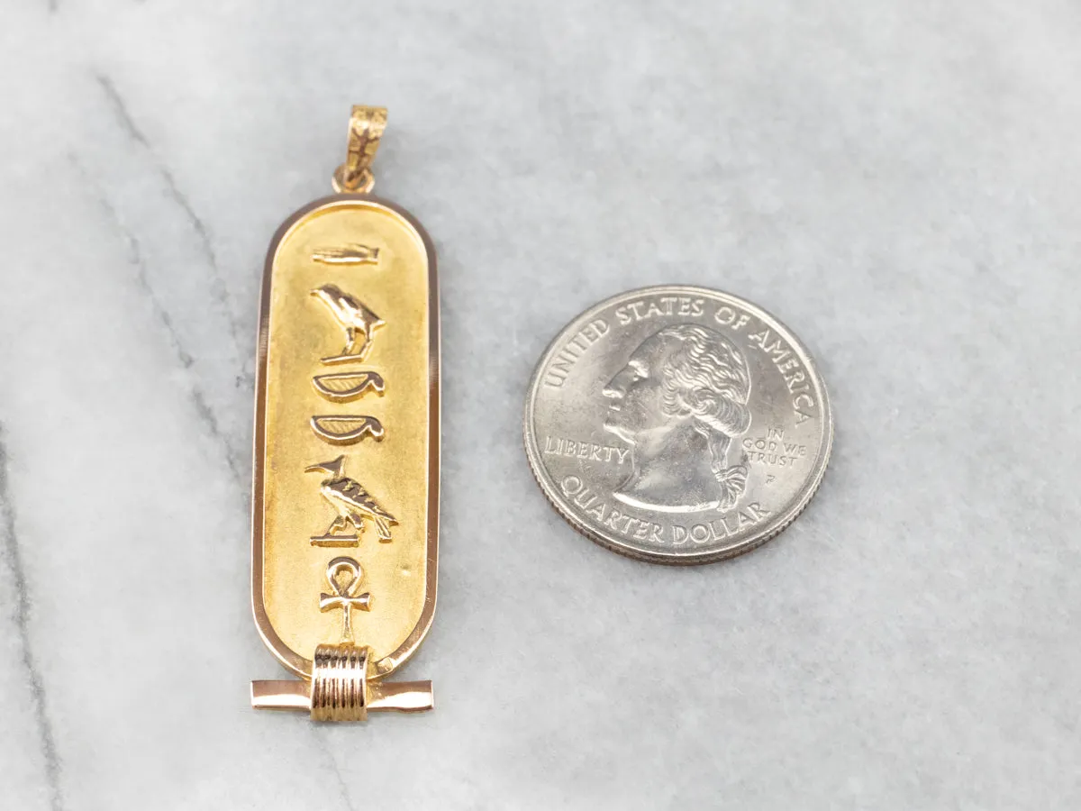 18K Gold Egyptian Hieroglyphics Pendant