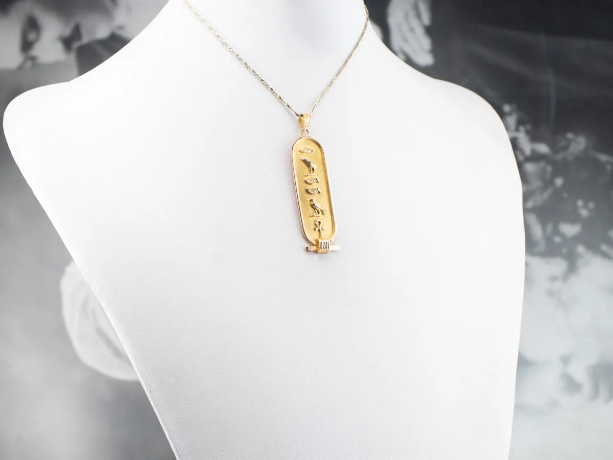 18K Gold Egyptian Hieroglyphics Pendant