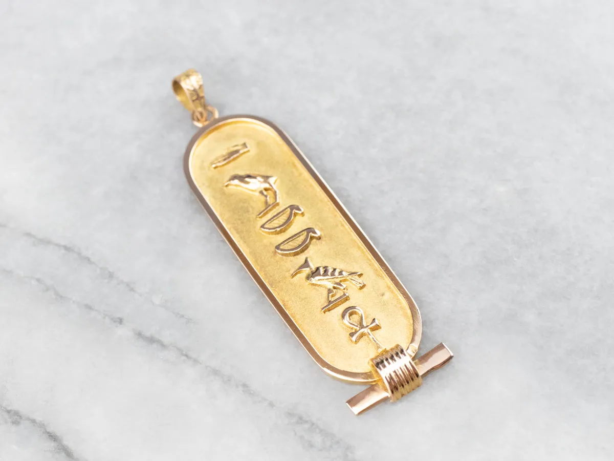 18K Gold Egyptian Hieroglyphics Pendant