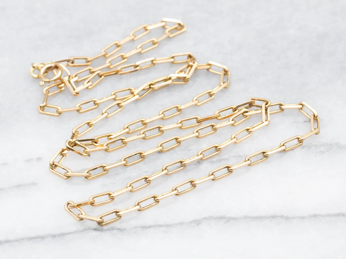 18K Yellow Gold Paperclip Chain with Spring Ring Clasp