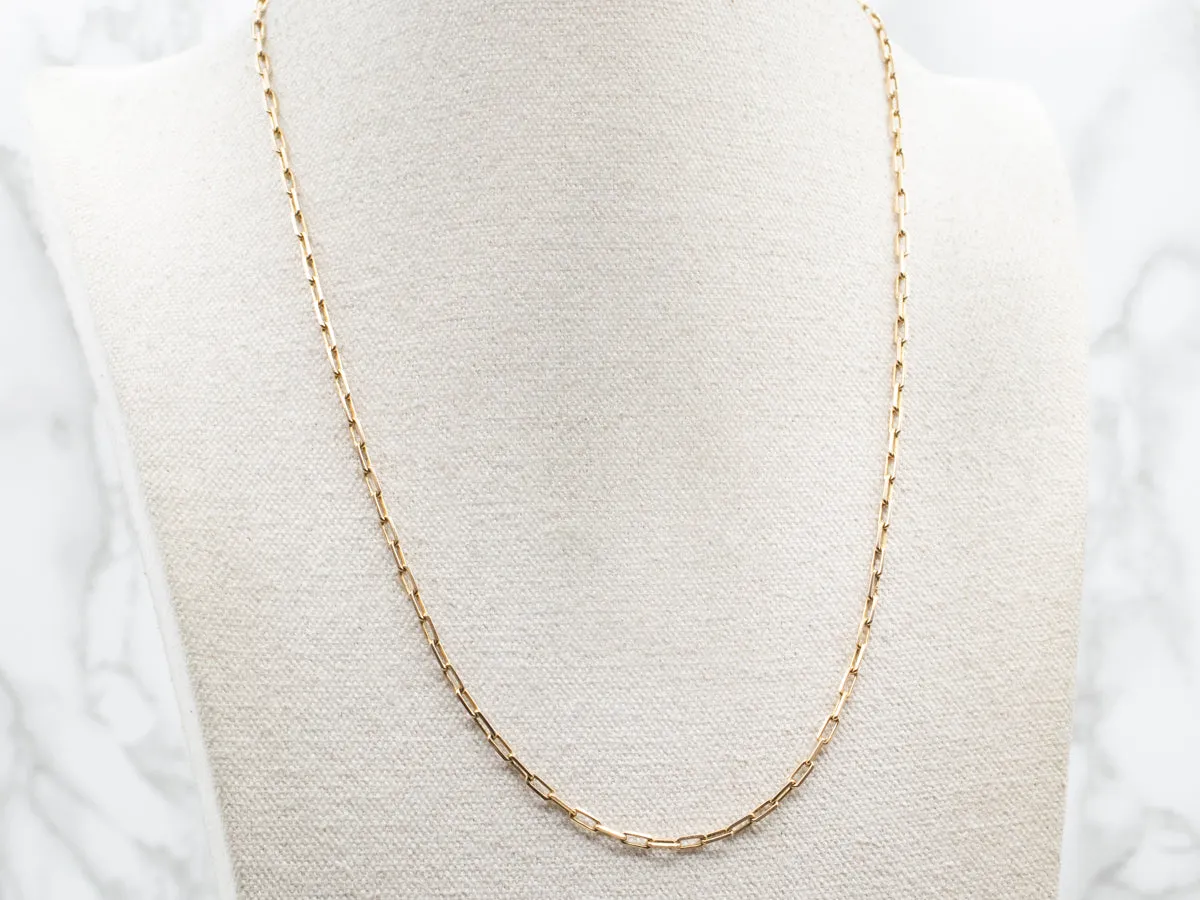 18K Yellow Gold Paperclip Chain with Spring Ring Clasp