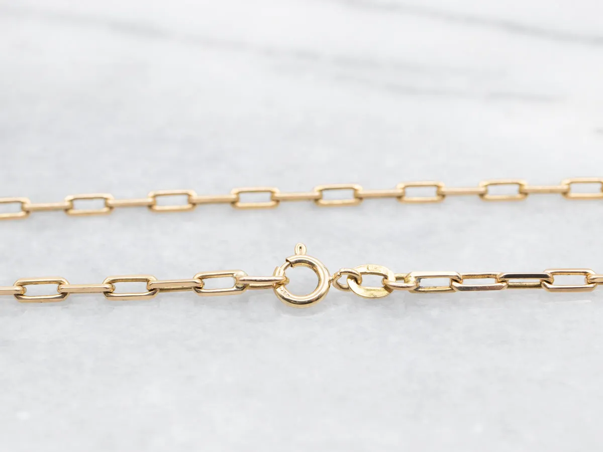 18K Yellow Gold Paperclip Chain with Spring Ring Clasp