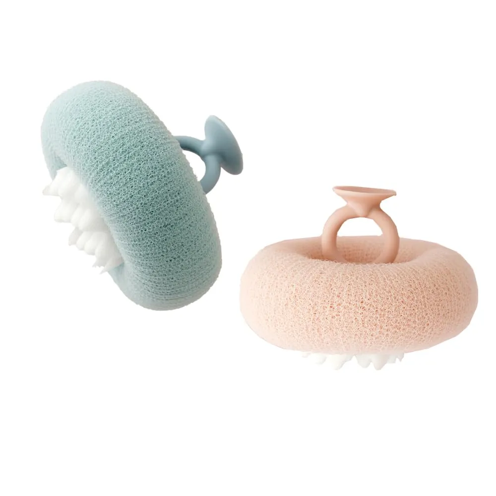 2 Pack Bath Body Brush,Exfoliating Body Scrubber,Bath Sponge Brush to Scrub The Body and Enjoy The Shower(Pink&Blue)