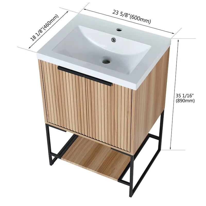 24'' x 18'' Small Freestanding Bathroom Vanity With Stone Resin Basin