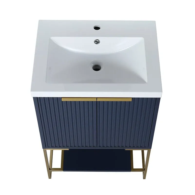 24'' x 18'' Small Freestanding Bathroom Vanity With Stone Resin Basin