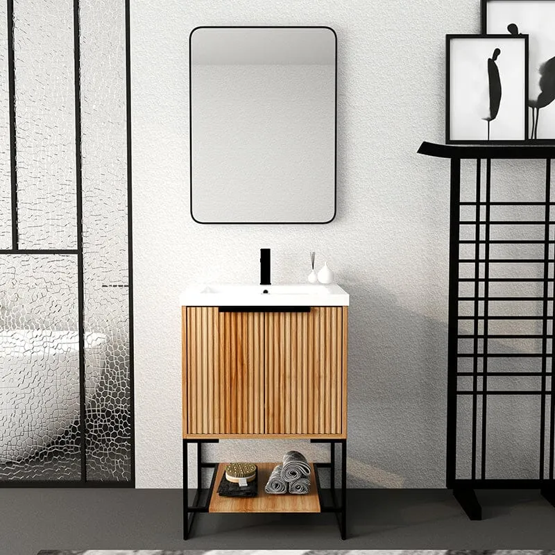 24'' x 18'' Small Freestanding Bathroom Vanity With Stone Resin Basin