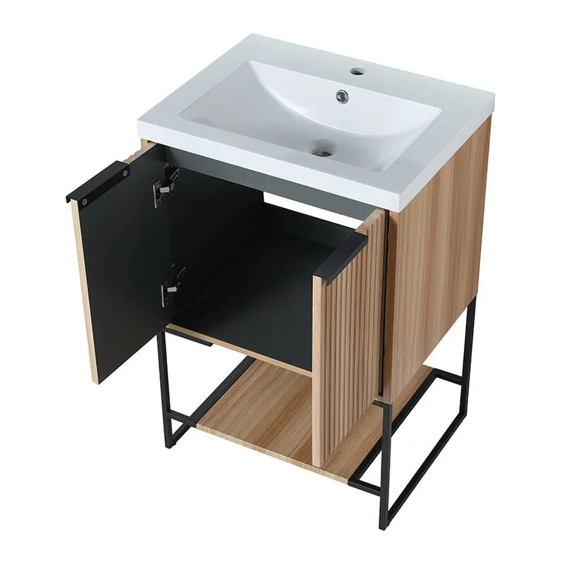 24'' x 18'' Small Freestanding Bathroom Vanity With Stone Resin Basin