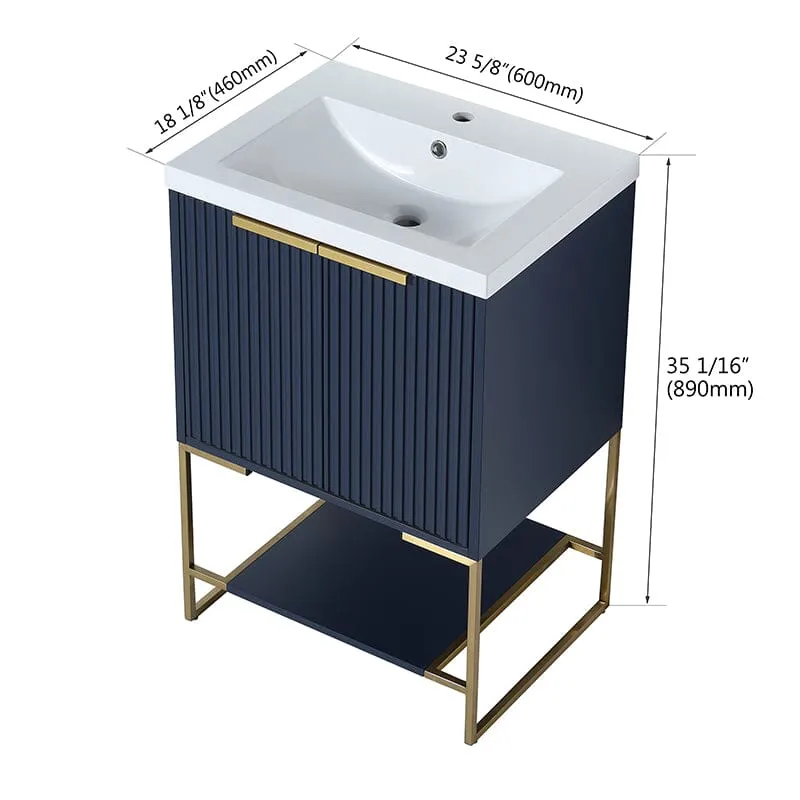 24'' x 18'' Small Freestanding Bathroom Vanity With Stone Resin Basin