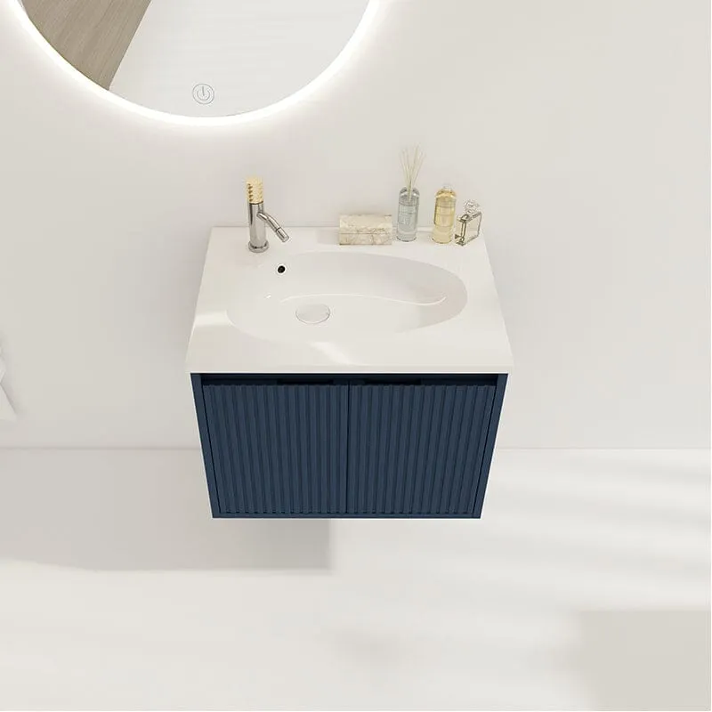 24" Floating Small Bathroom Vanity with Drop-Shaped Resin Sink