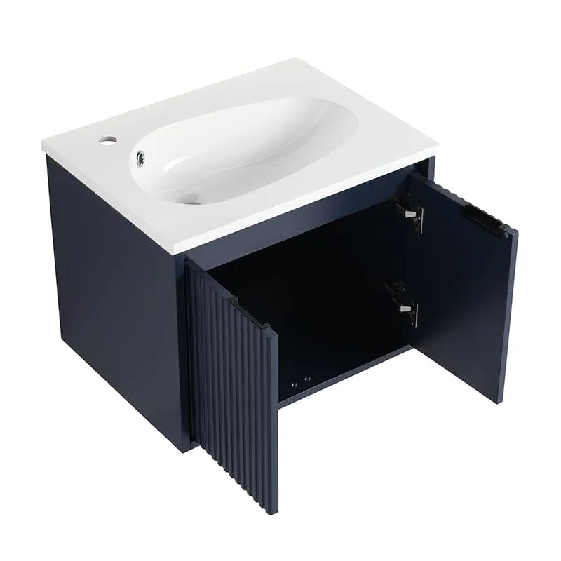 24" Floating Small Bathroom Vanity with Drop-Shaped Resin Sink