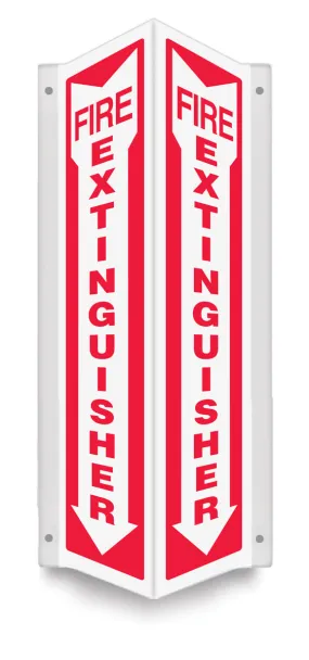 24" X 4" White And Red Plastic PROJECTION™ Projection Signs "FIRE EXTINGUISHER"