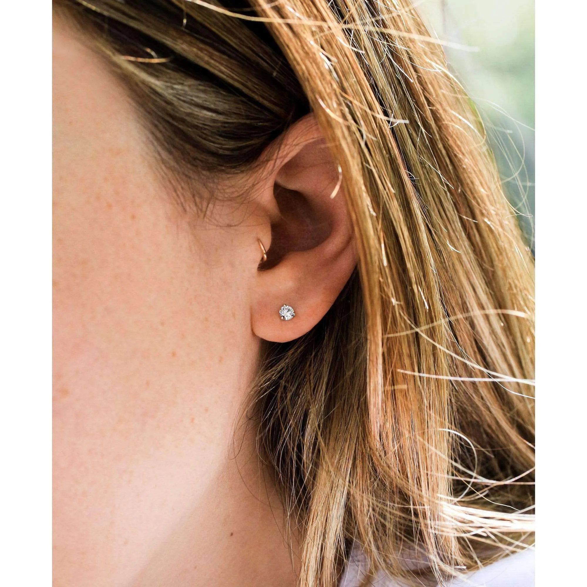 3-Prong Lab Diamond Studs (DEF, VS)