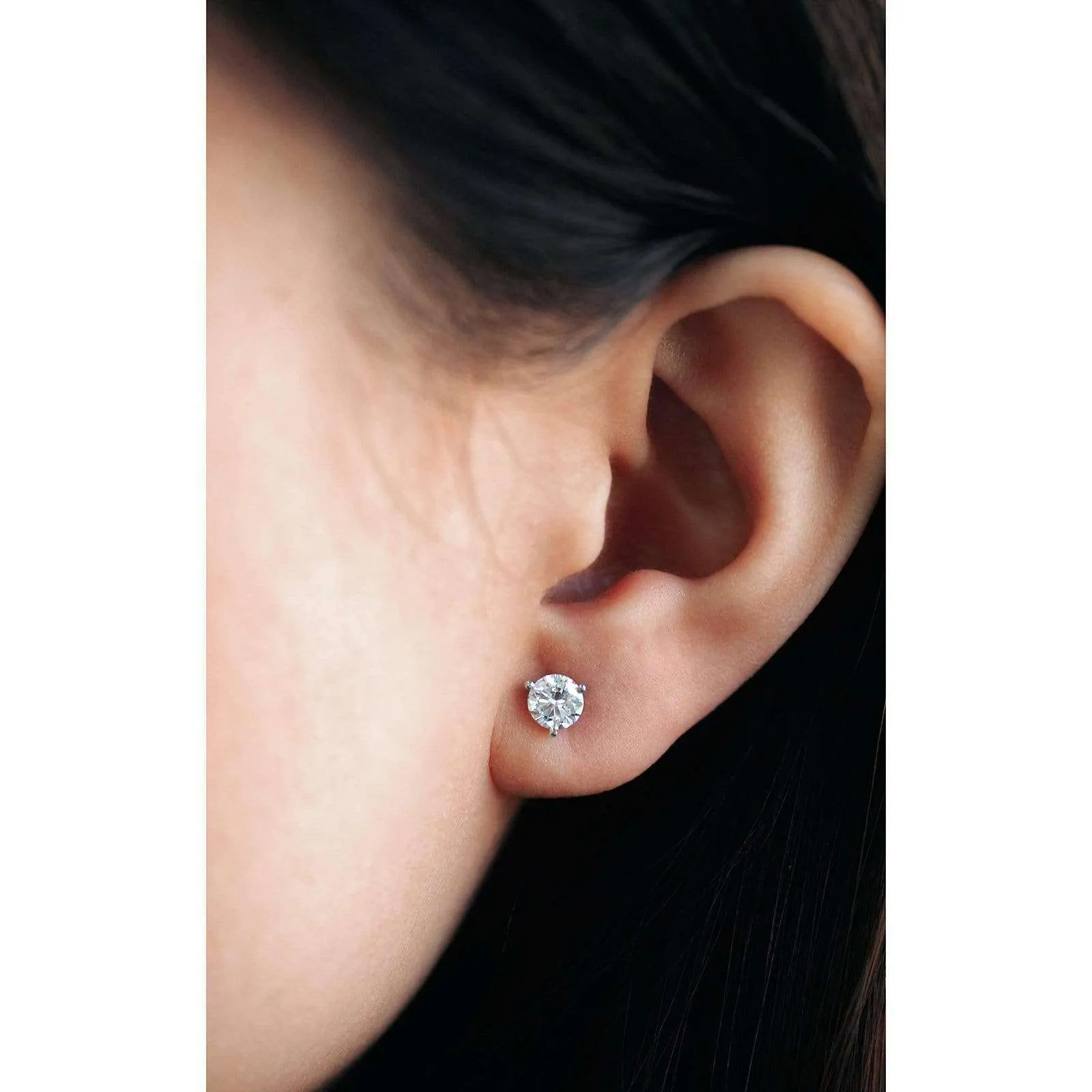 3-Prong Lab Diamond Studs (DEF, VS)