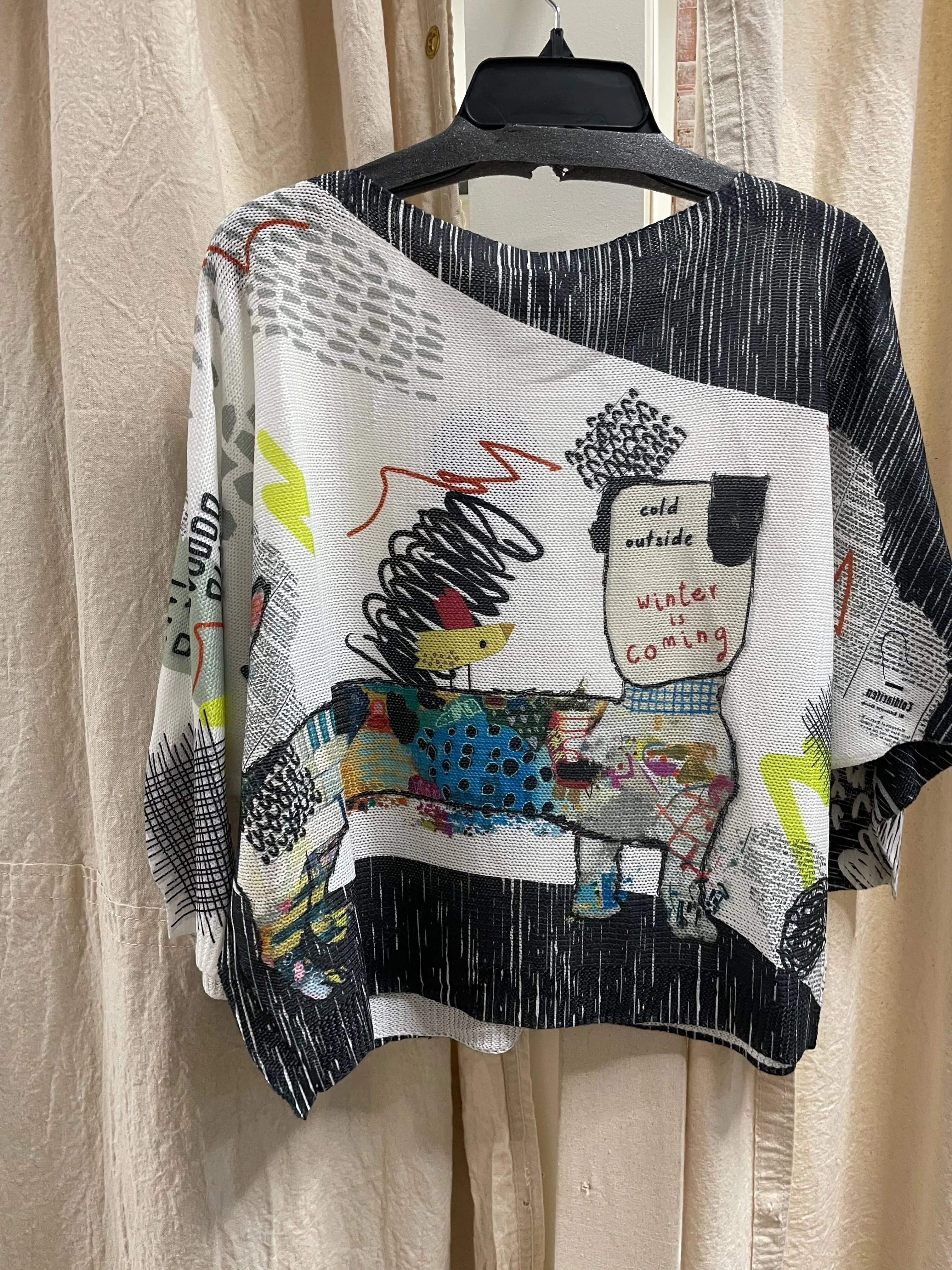 3/4 Sleeve Dolman Sweater in Drew & Bird Print by Inoah