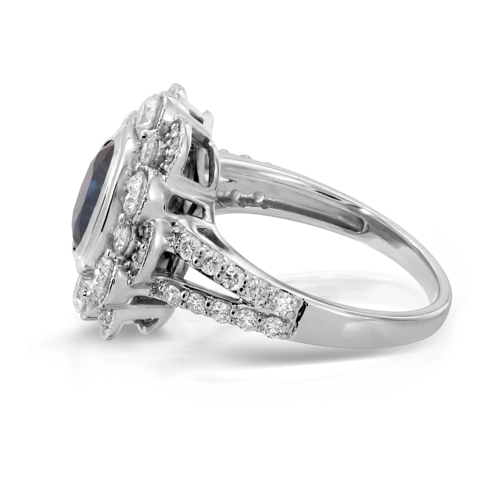 3.46ct.tw Black-Blue & White Primrose Ring