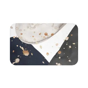 Abstract Bath Mat | Navy Blue, Gray Gold, White