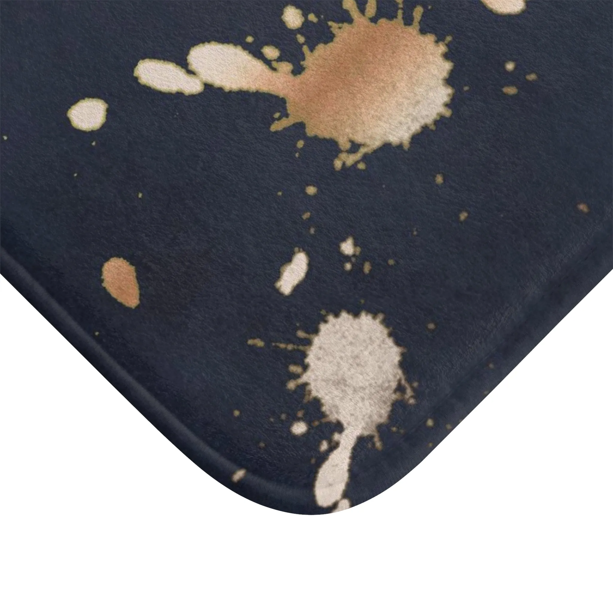 Abstract Bath Mat | Navy Blue, Gray Gold, White