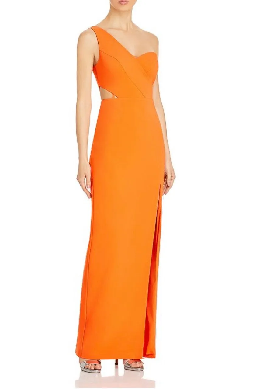 Aidan by Aidan Mattox Asymmetrical Cutout Column Gown