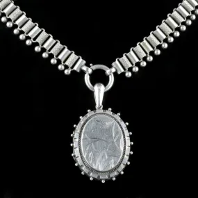 Antique Edwardian Silver Locket And Collar Dated 1905