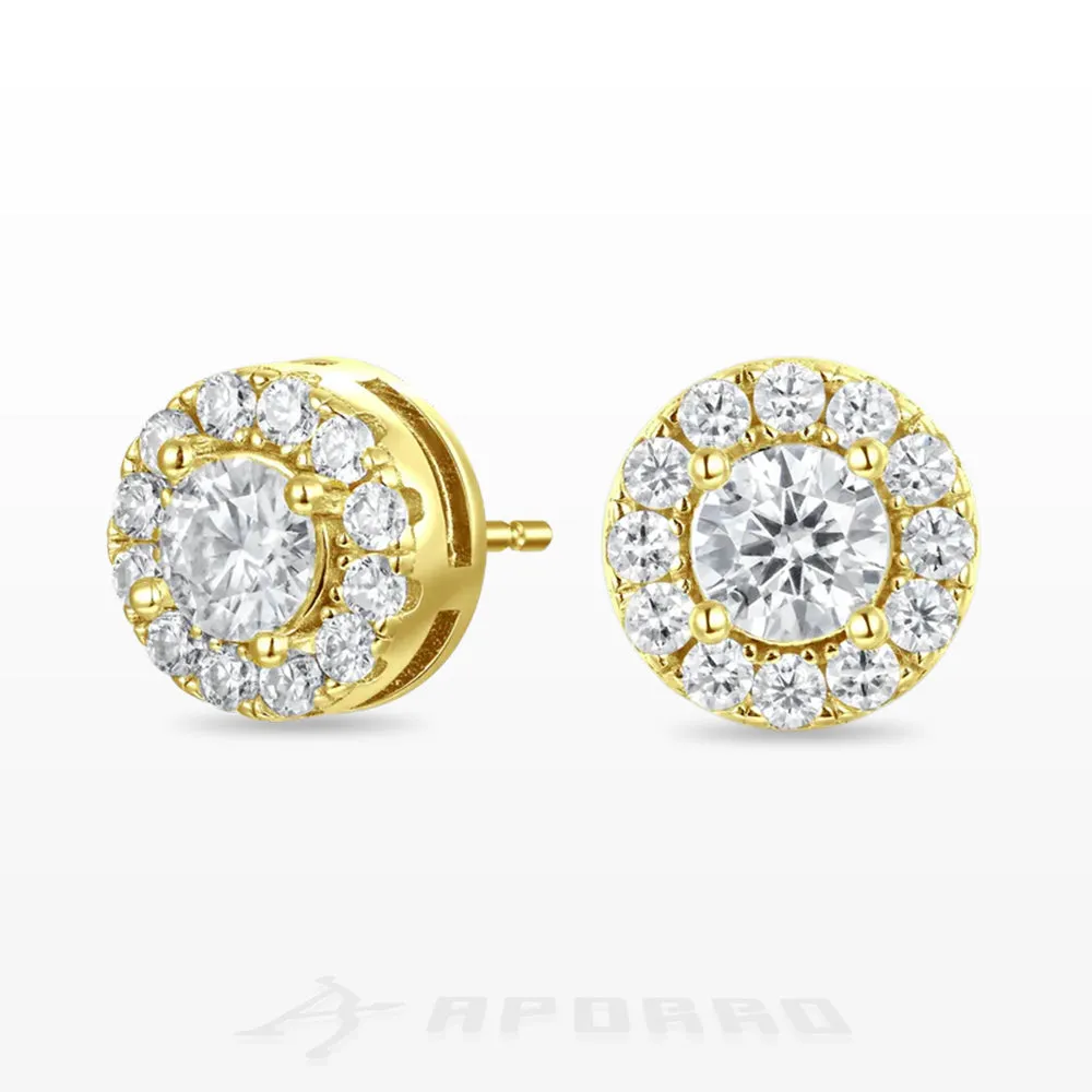 Aporro Halo Round Cut Stud Earring