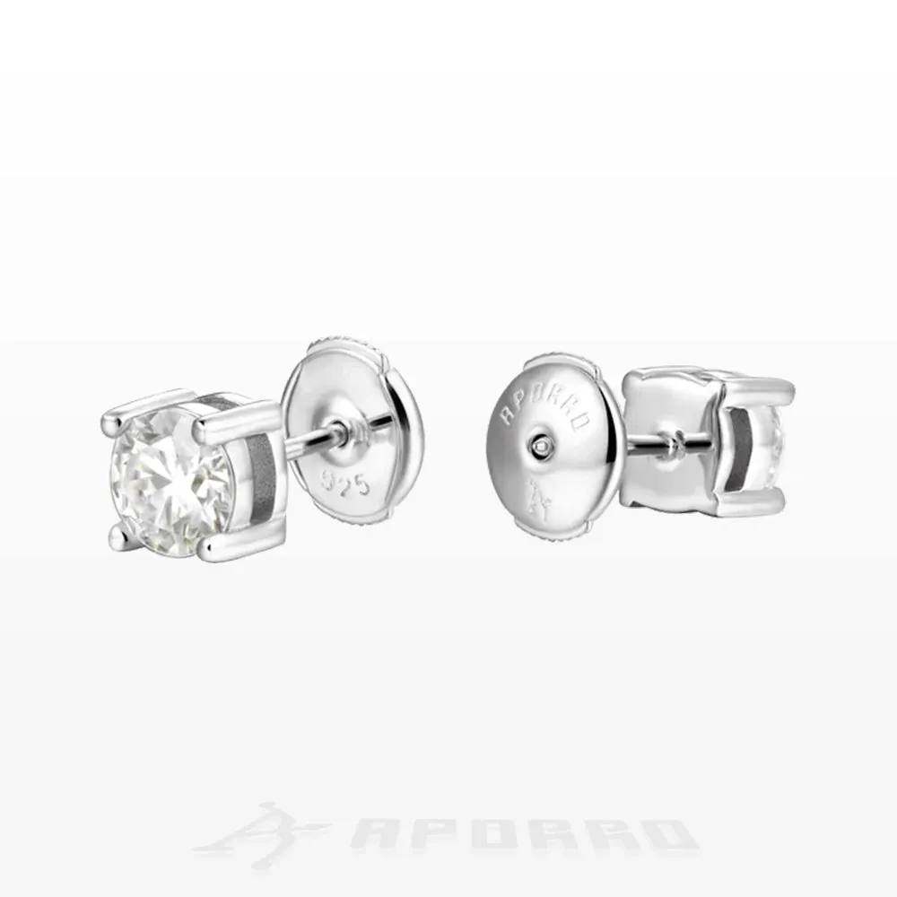 Aporro Round Cut Stud Earring