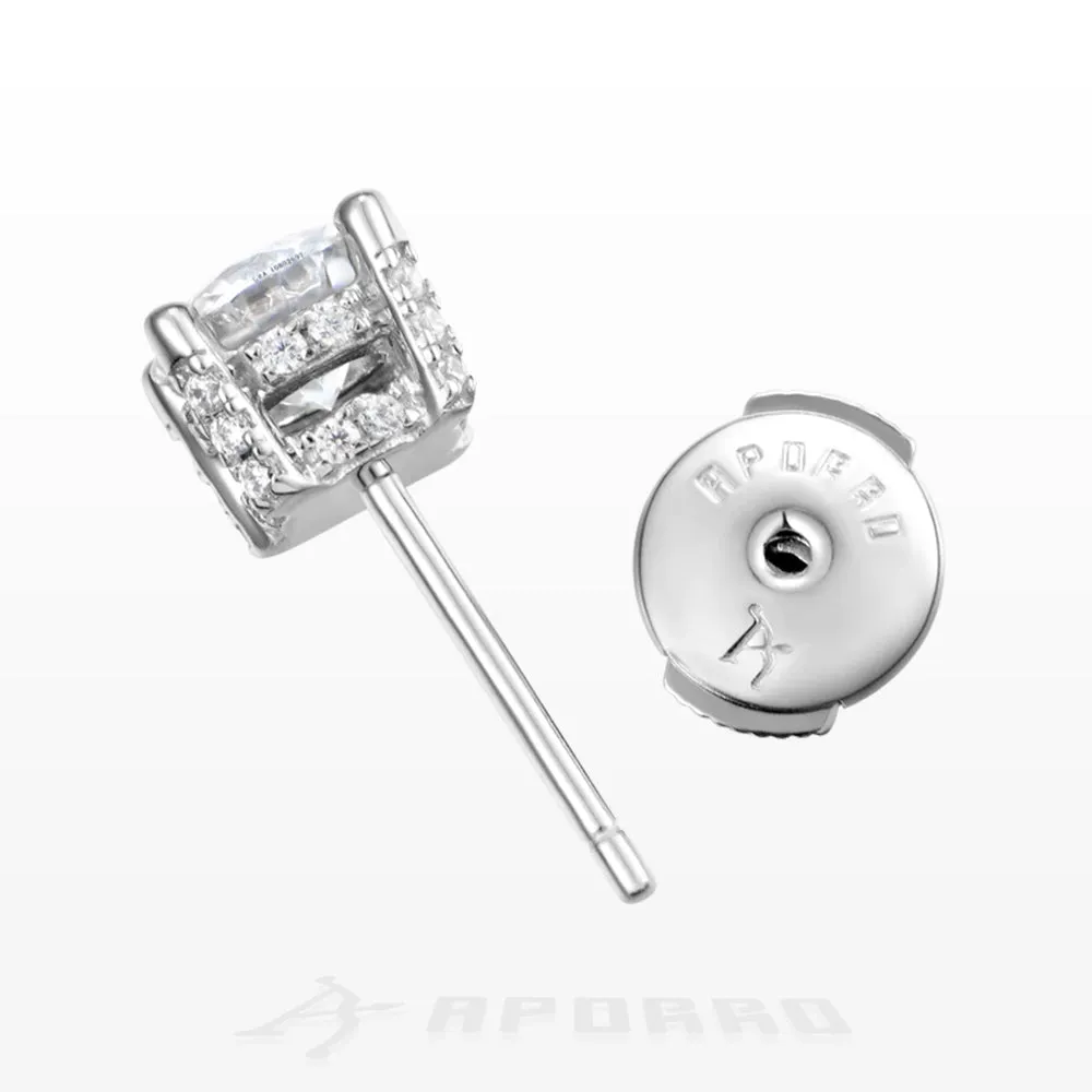 Aporro Round Cut Stud Earring