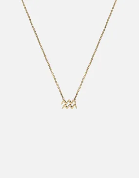 Aquarius Astro Pendant Necklace, 14k Gold