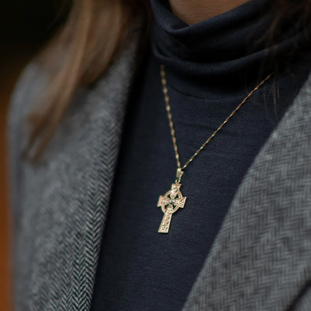 Arda Two Tone Large Celtic Cross Pendant with Rare Irish Gold