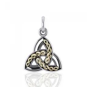 Awe-inspired by the Holy Trinity ~ Celtic Knotwork Trinity Sterling Silver Charm Jewelry with 18k Gold accent MCM179