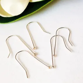 Balled Straight [10 Pair] Sterling Silver 925 Handmade Earring Hooks | SS-021EH-10 | Earring Making Supply