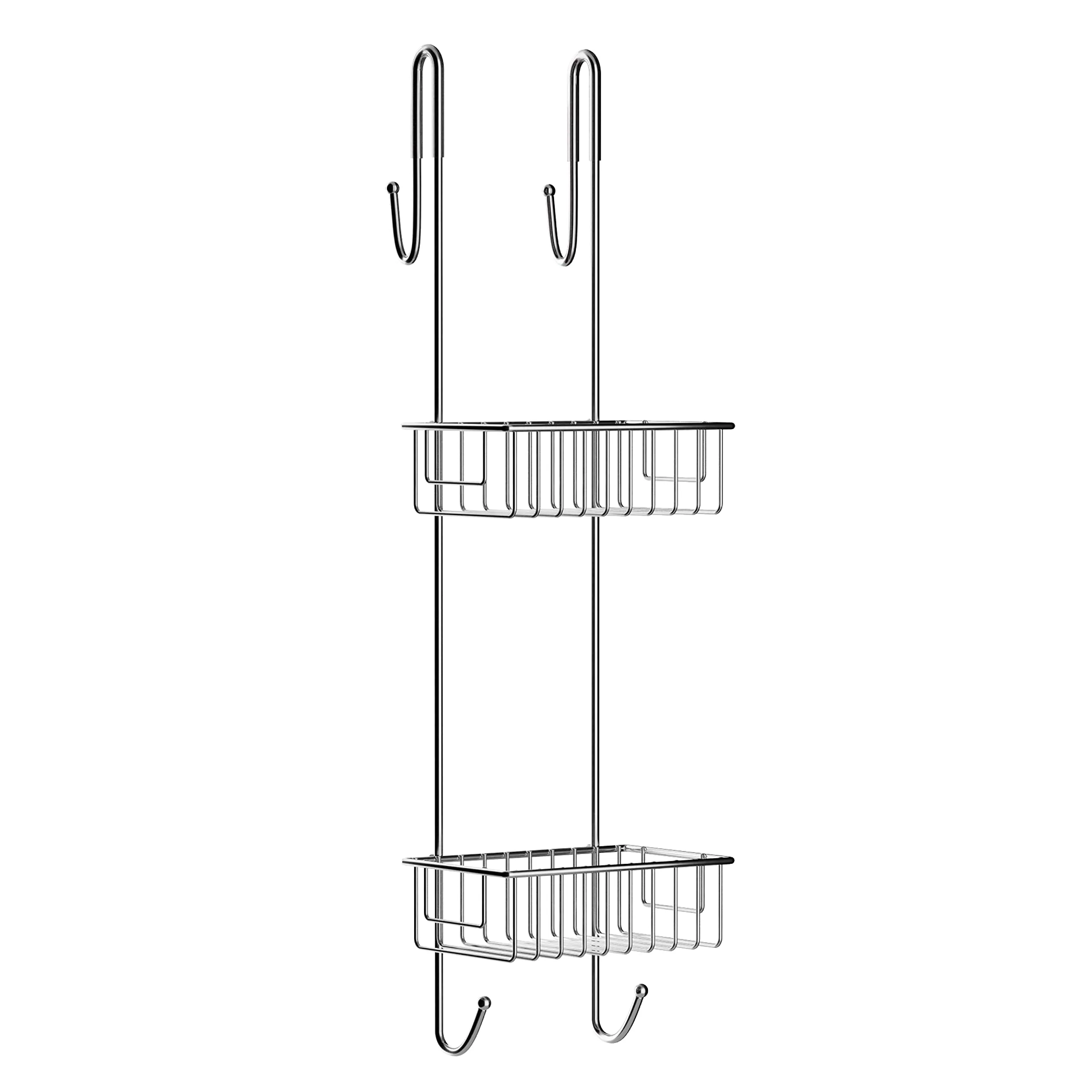 Bamodi Shower Caddy Hanging - 2-Tier Over Door Chrome-Plated - No Drilling Required - Fits