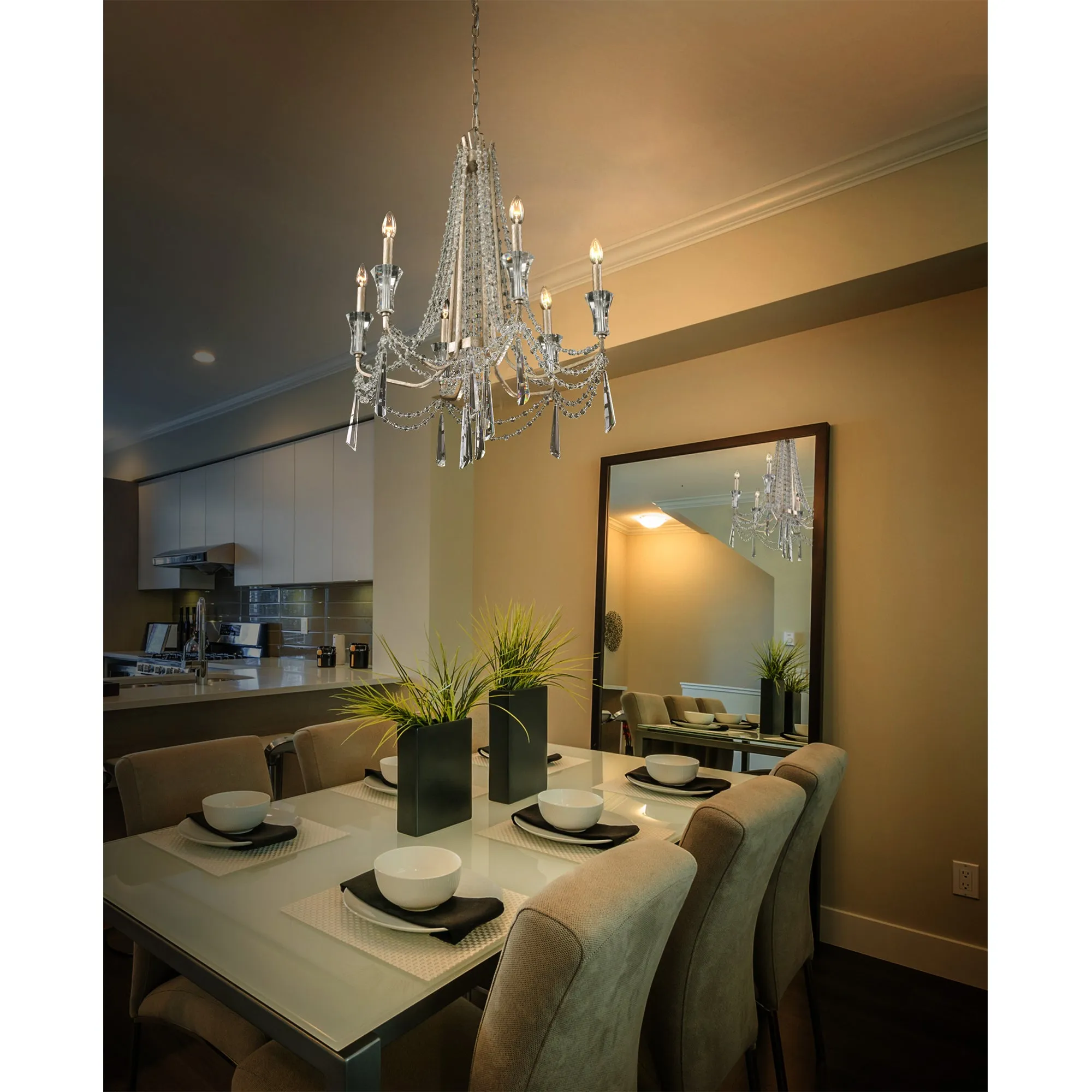 Barcelona 270C06TR 6-Light Chandelier - Transcend Silver