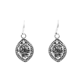 Barse Beaded Scrolled Sterling Teardrop Earring