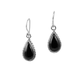 Barse Onyx Roped Teardrop Earring