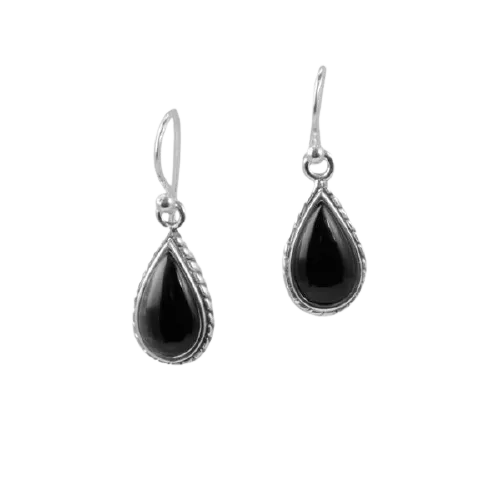 Barse Onyx Roped Teardrop Earring