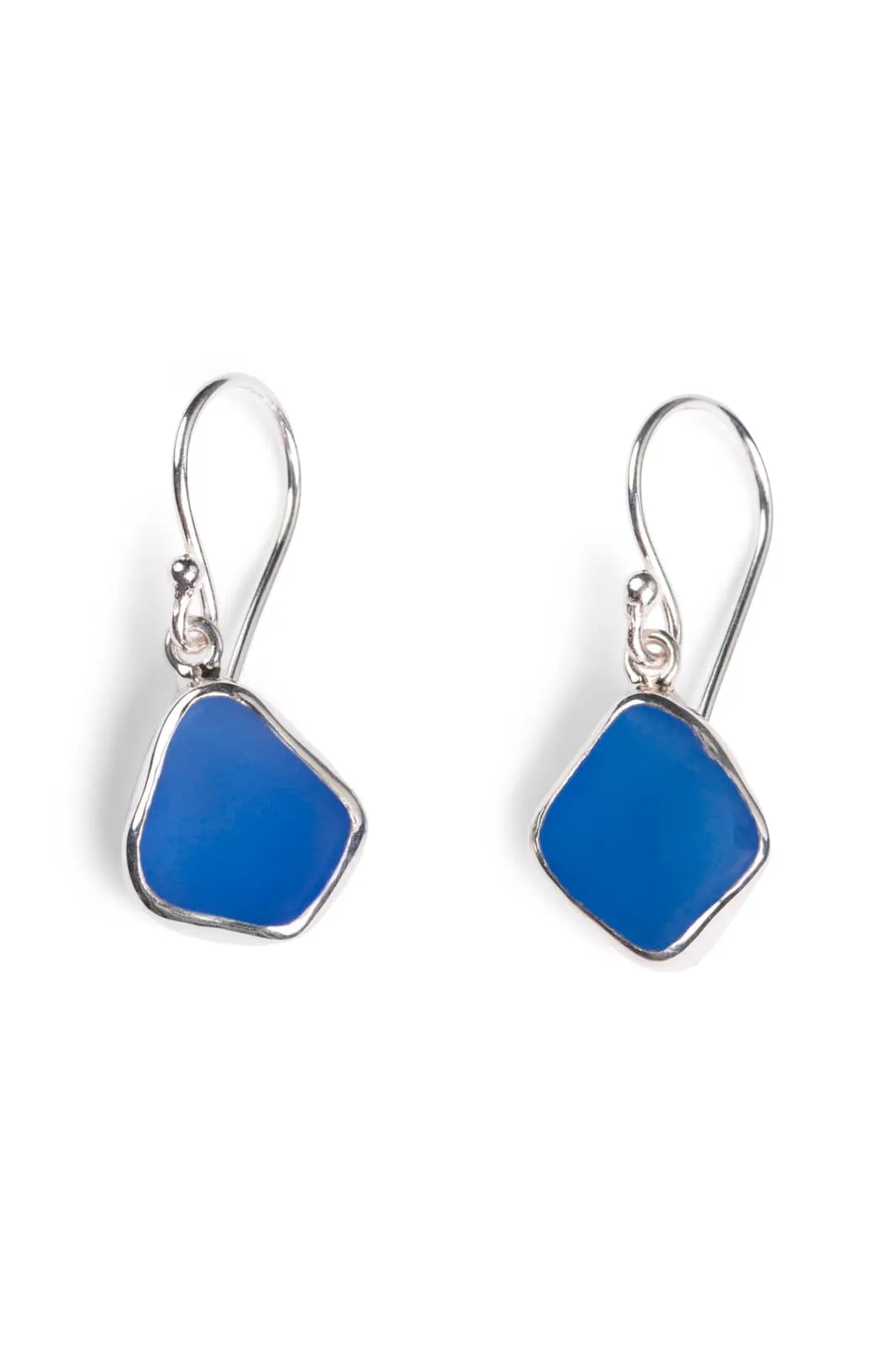 Bezel Sea Glass Set Earrings with Gift Box