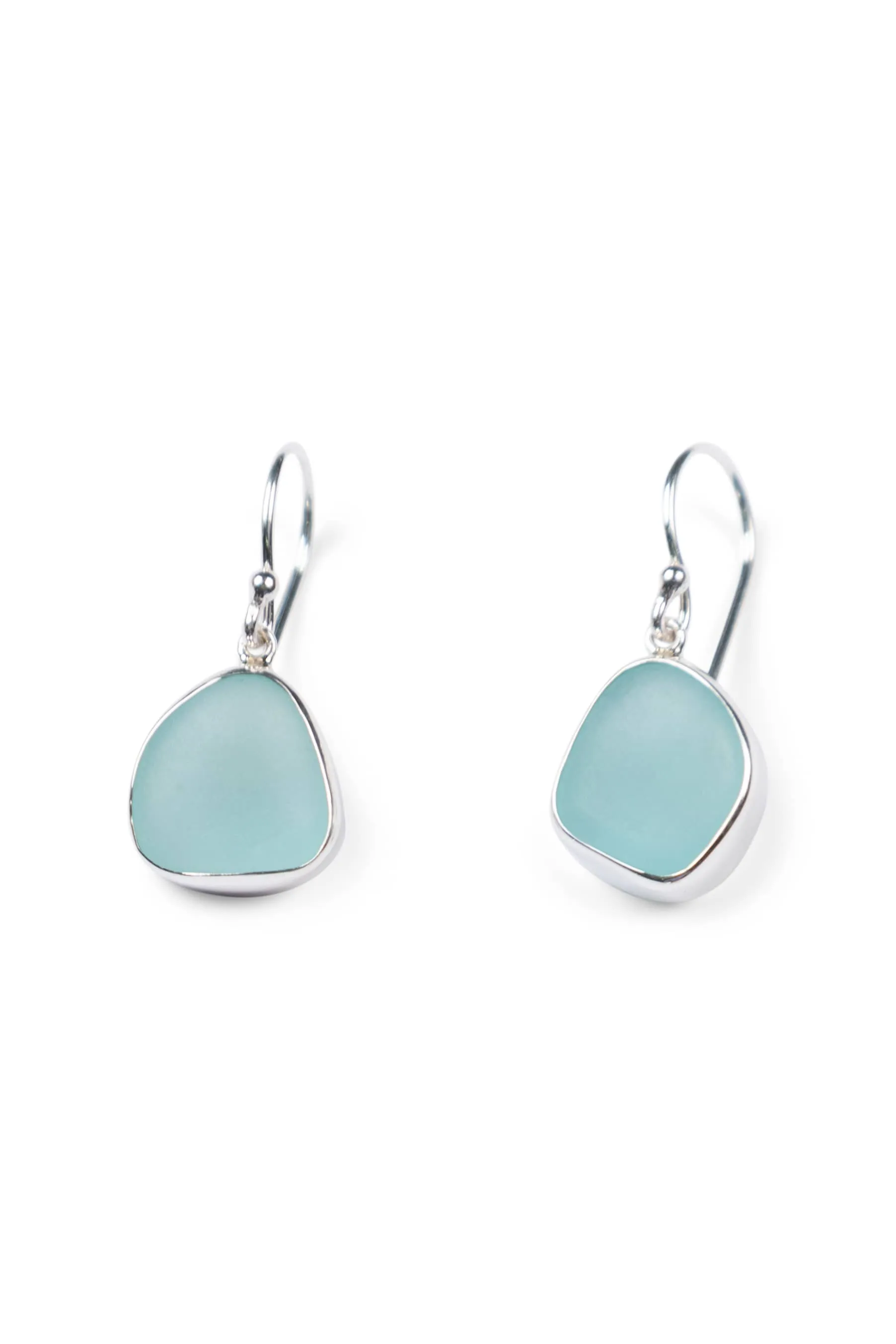 Bezel Sea Glass Set Earrings with Gift Box